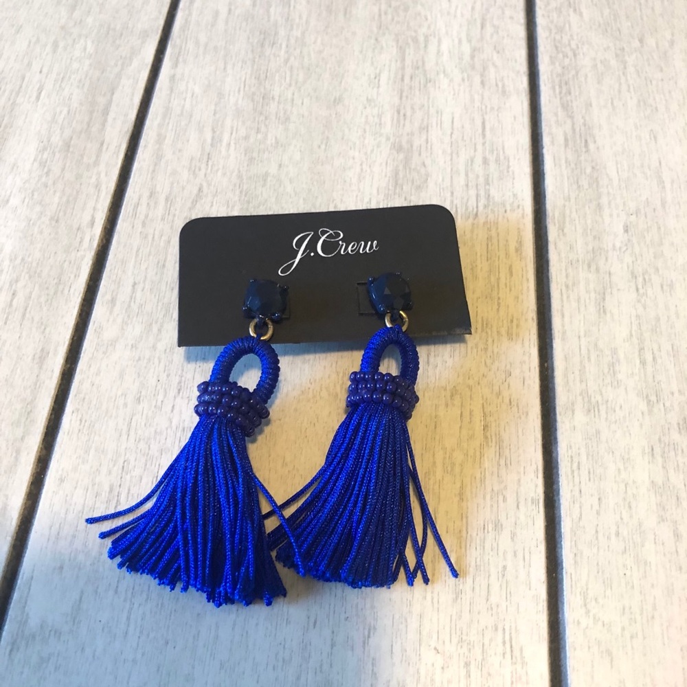 J. Crew Blue Tassel Earrings